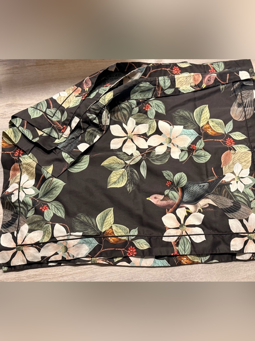 Cuddledown 100% Cotton Standard Size Pillow Sham James Audubon Floral Bird Print